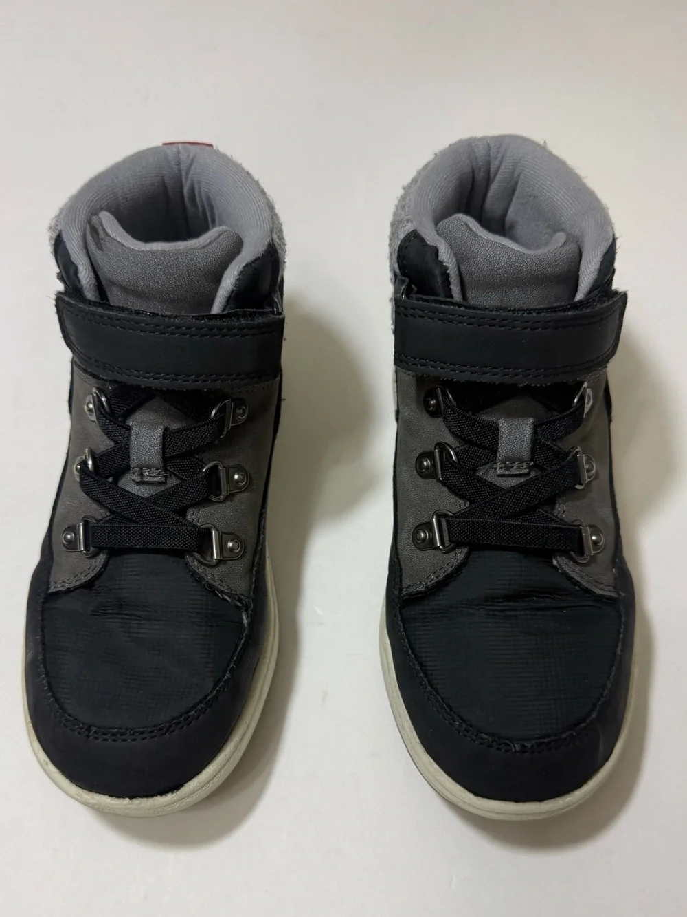 Cat & Jack Gray & Black High Top Sneakers with Hook & Loop - Boys Size 13